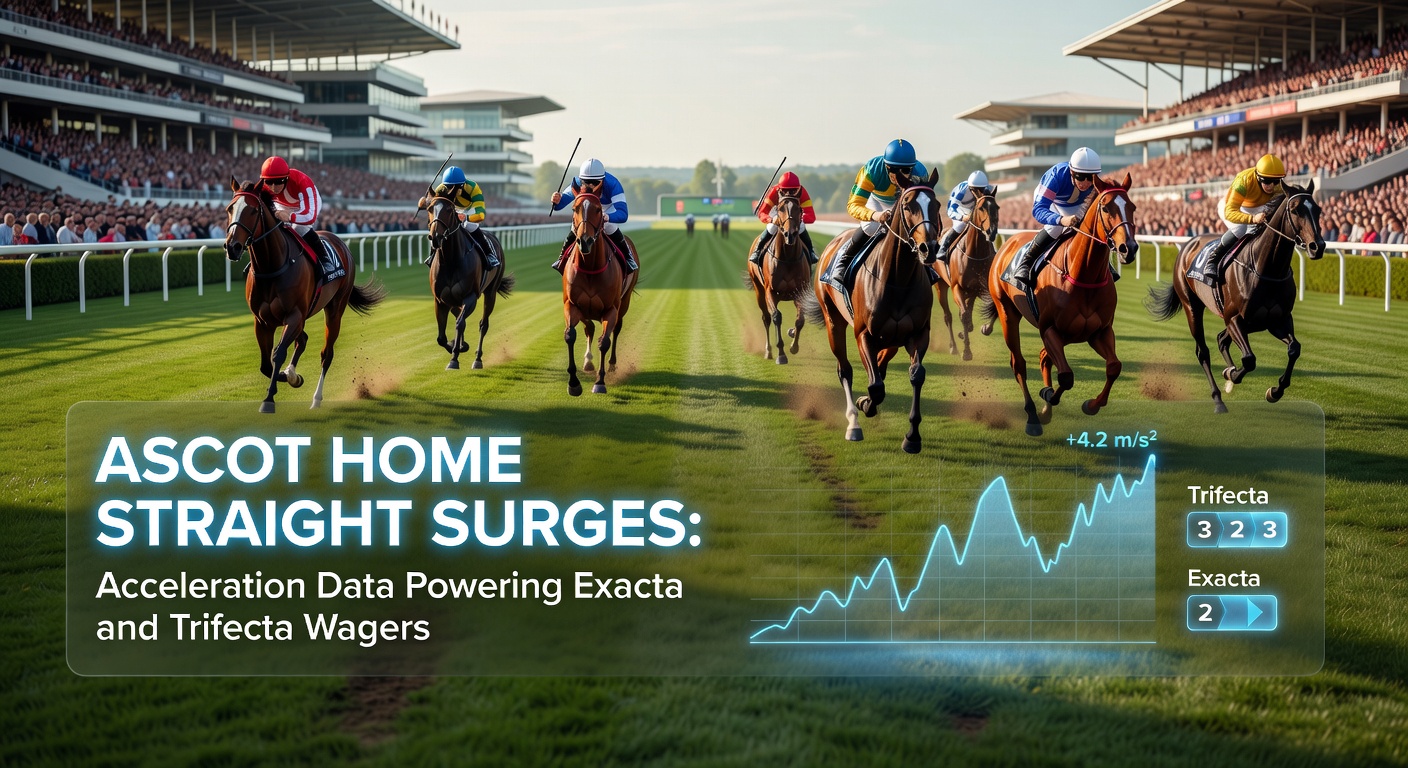 Horses charging down Ascot's famous home straight, showcasing powerful late surges in a high-stakes flat race