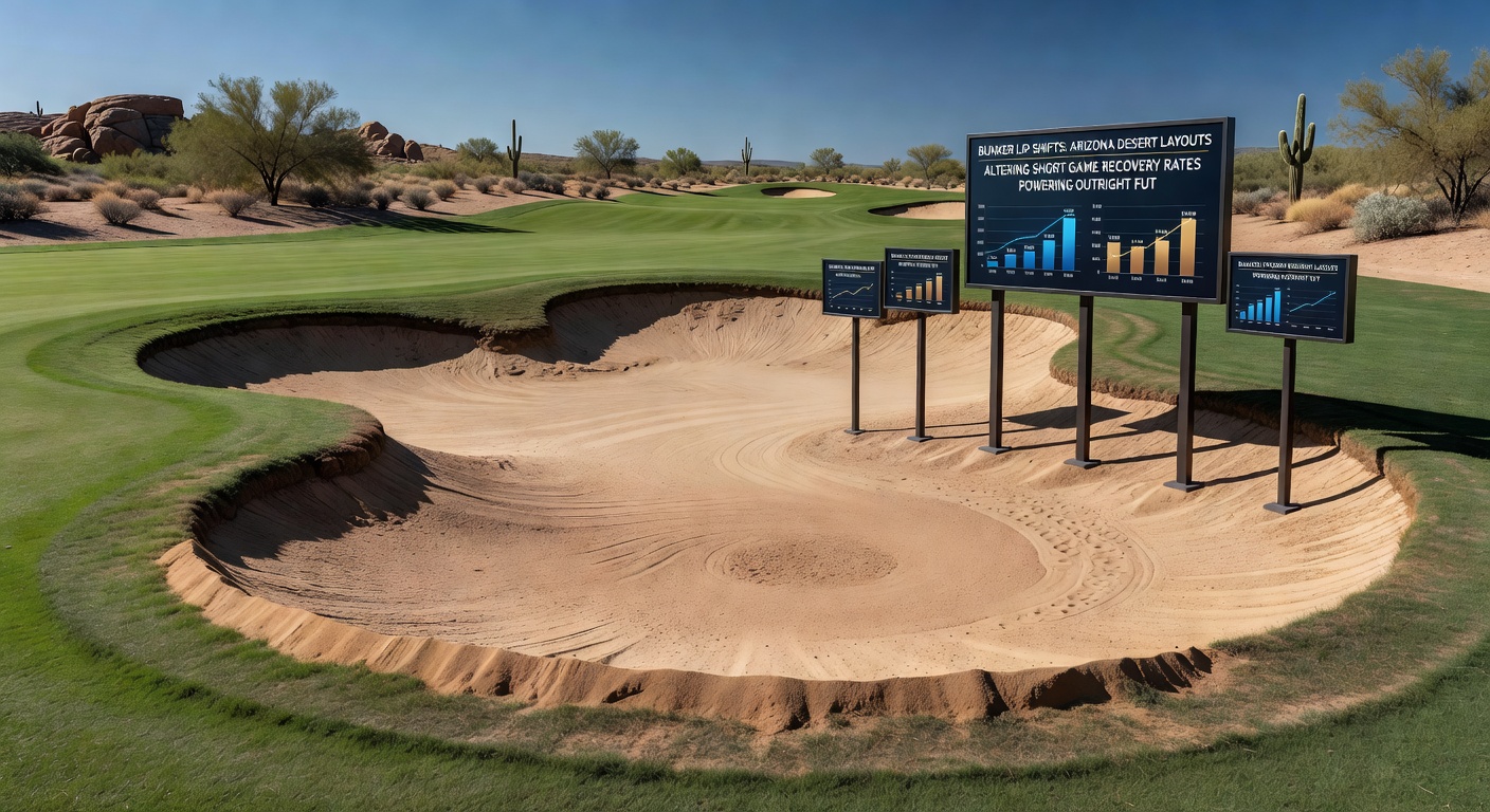 Player executing a bunker shot on an Arizona desert course with visible lip shifts during a February swing event