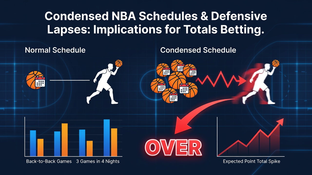 NBA players on court during a back-to-back game showing signs of fatigue in a condensed schedule