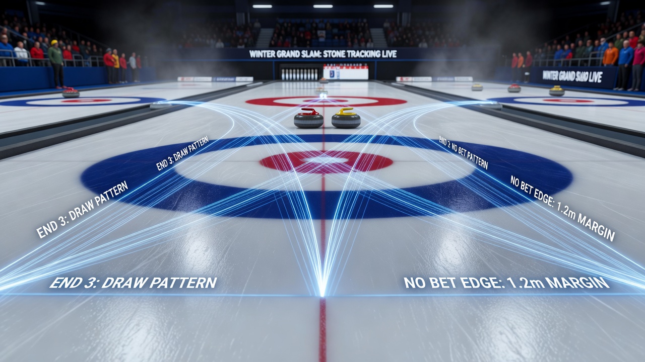 Detailed view of curling stone positions tracked end by end in grand slam competition