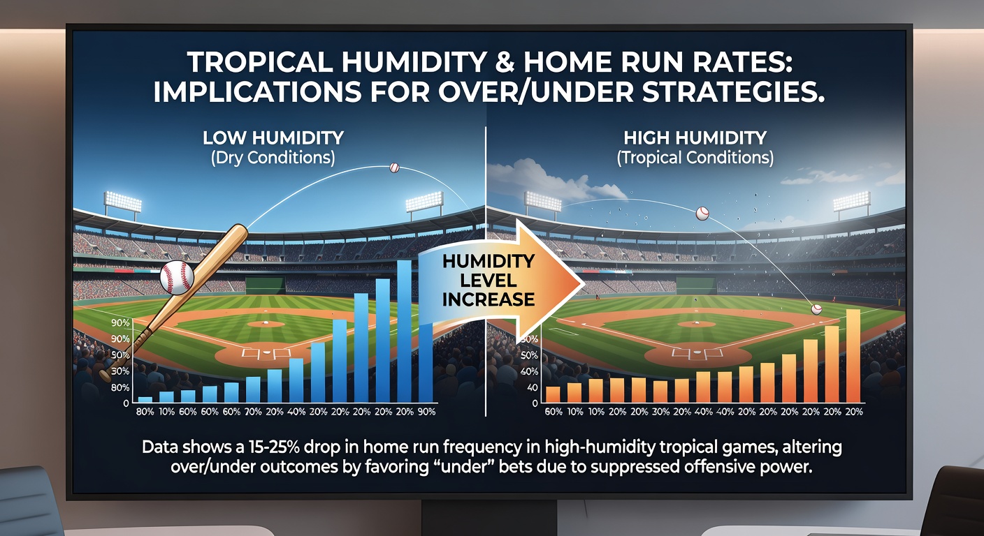 Statcast heat map showing elevated home run landing zones in humid conditions at a tropical stadium