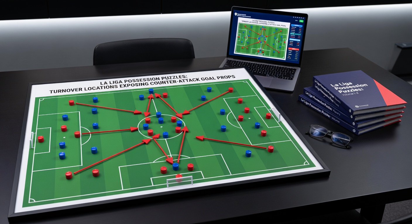Graph plotting La Liga counter-attack goals against turnover rates by pitch zone in the 2025-26 season, with spikes in attacking thirds