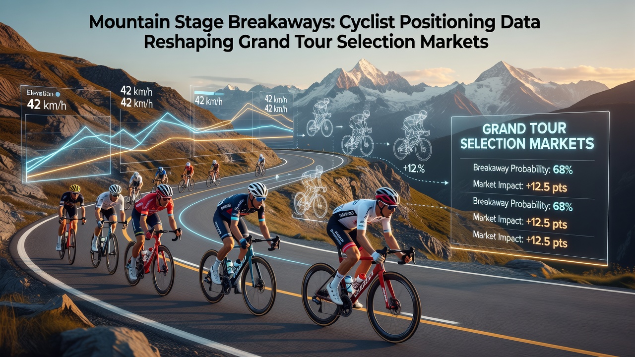 Cyclists navigating a steep mountain breakaway during a Grand Tour stage, showing positioning tactics on the climb