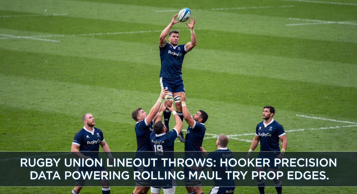 A hooker mid-throw during a tense rugby union lineout, with lifters poised to catch amid a packed set-piece scrum