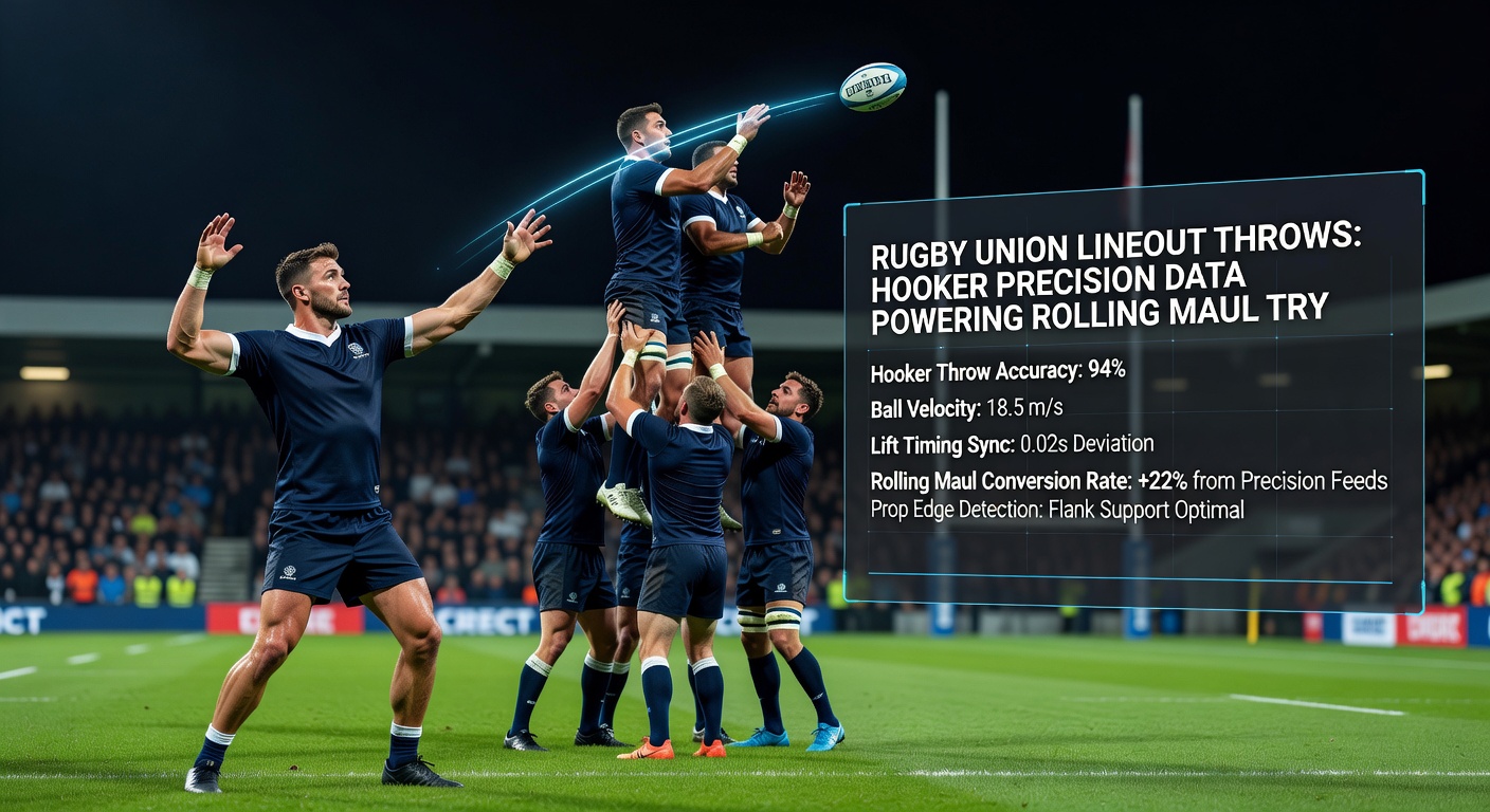 A powerful rolling maul surging forward post-lineout, with the prop at the front driving through defenders toward the try line