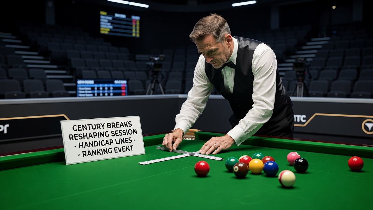 Professional snooker player completing a century break during a ranking tournament session
