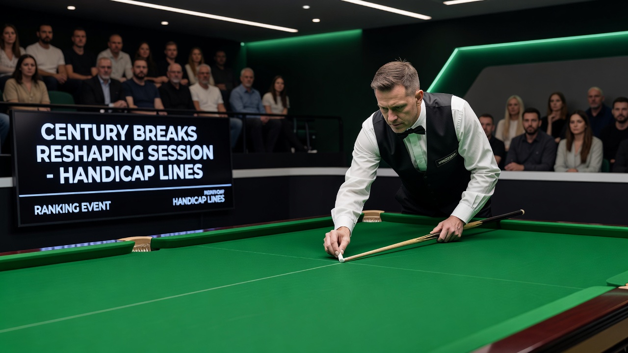 Chart displaying century break statistics and corresponding session handicap movements at snooker ranking events