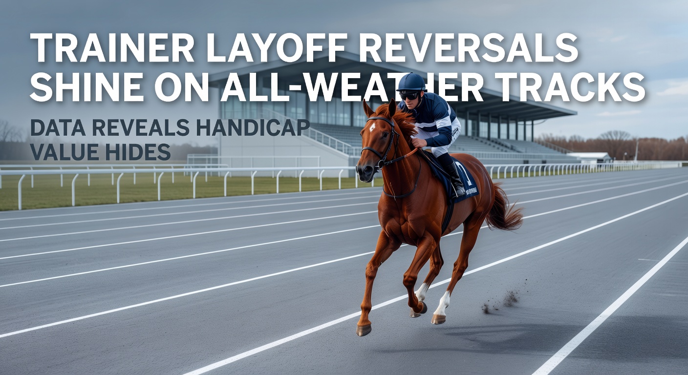 Chart illustrating elevated win percentages for horses returning from layoffs on all-weather surfaces compared to turf racing