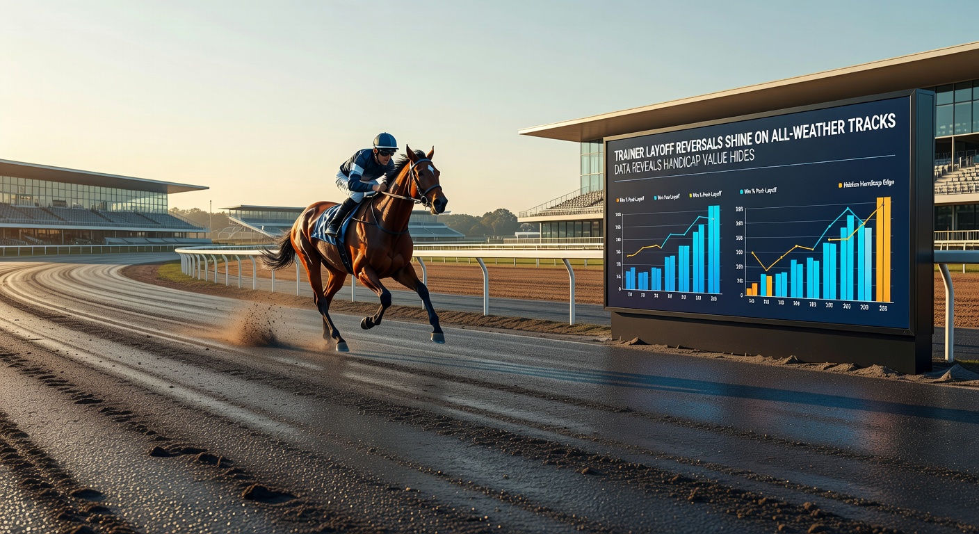 Infographic detailing ROI trends for layoff horses in UK all-weather handicaps over five-year data span