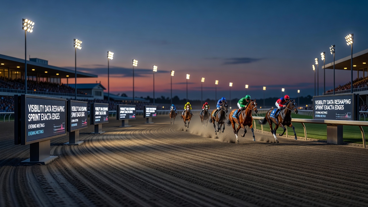 Data charts showing visibility impact on exacta betting outcomes in evening horse races